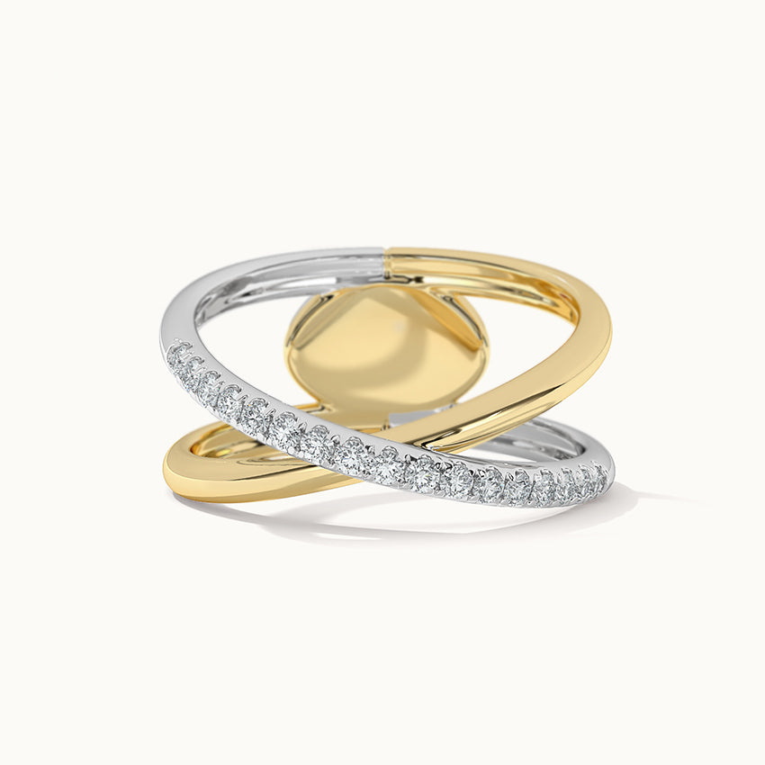 Criss Cross Band, 14K Gold Vermeil, 1/4 ct Lab Grown Diamond-3