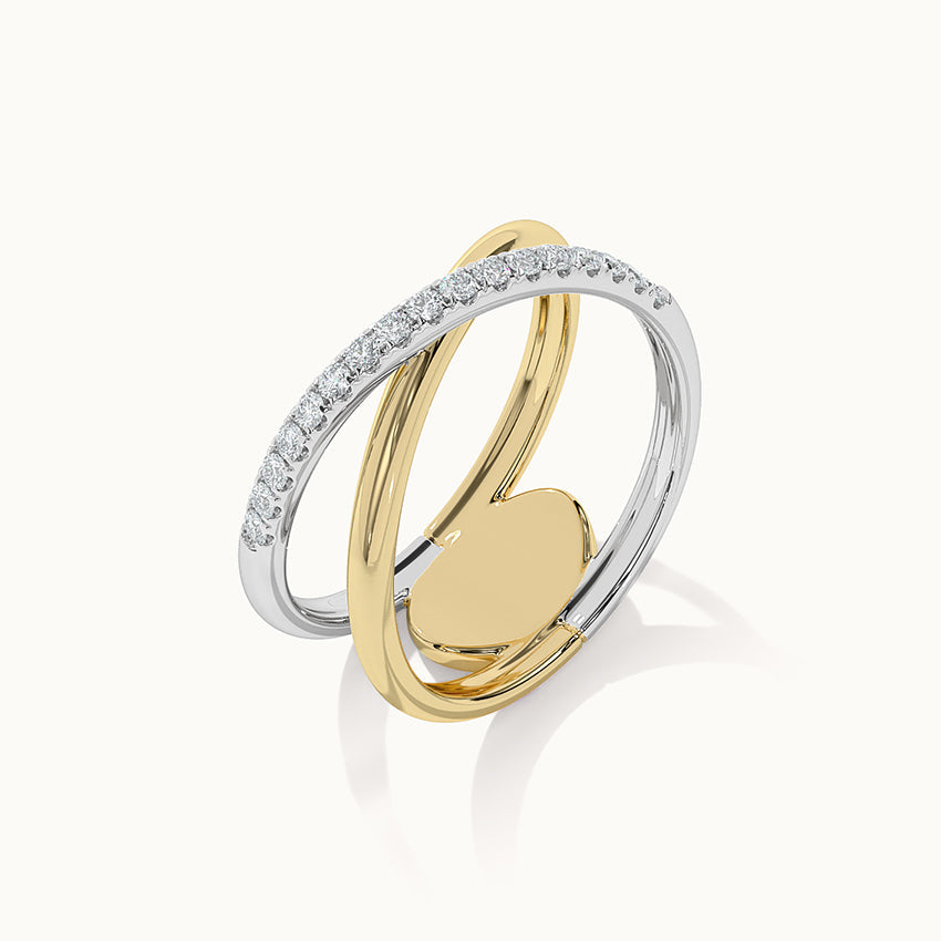 Criss Cross Band, 14K Solid Gold, 1/4 ct Lab Grown Diamond-5