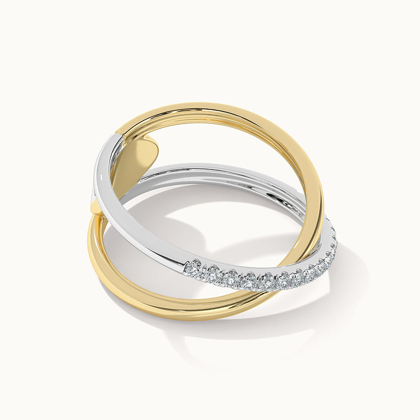 Criss Cross Band, 14K Solid Gold, 1/4 ct Lab Grown Diamond-6