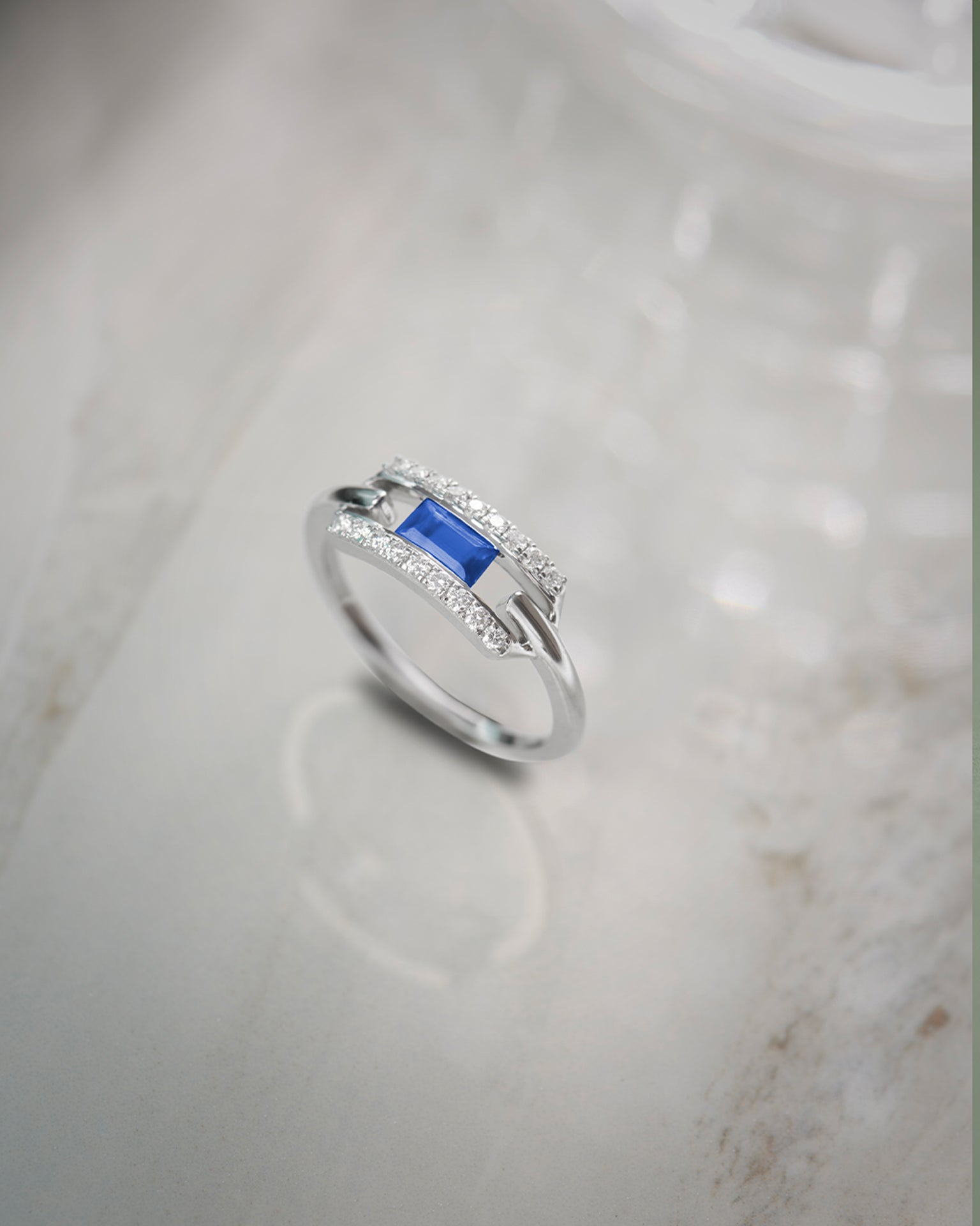 Created Sapphire Paperclip Ring