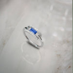 Created Sapphire Paperclip Ring, 14K Solid Gold, 1/5 ct Lab Grown Diamond-6