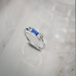 Created Sapphire Paperclip Ring, Sterling Silver, 1/5 ct Lab Grown Diamond-6