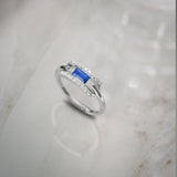 Created Sapphire Paperclip Ring, Sterling Silver, 1/5 ct Lab Grown Diamond-6