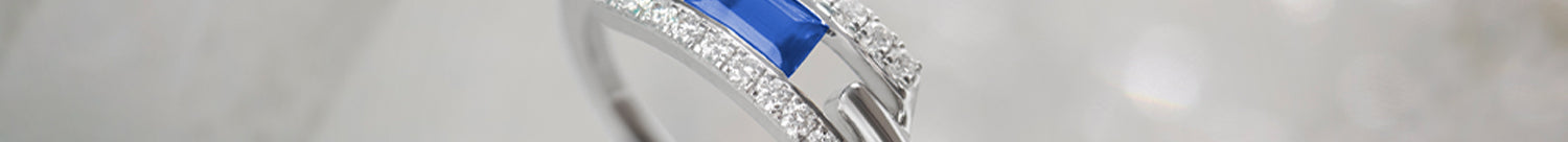 Created Sapphire Paperclip Ring, Sterling Silver, 1/5 ct Lab Grown Diamond-1