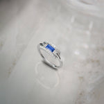 Created Sapphire Paperclip Ring, 14K Solid Gold, 1/5 ct Lab Grown Diamond-1
