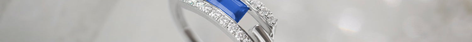 Created Sapphire Paperclip Ring, Sterling Silver, 1/5 ct Lab Grown Diamond-1