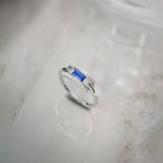 Created Sapphire Paperclip Ring, Sterling Silver, 1/5 ct Lab Grown Diamond-1