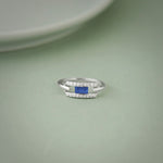 Created Sapphire Paperclip Ring, Sterling Silver, 1/5 ct Lab Grown Diamond-4