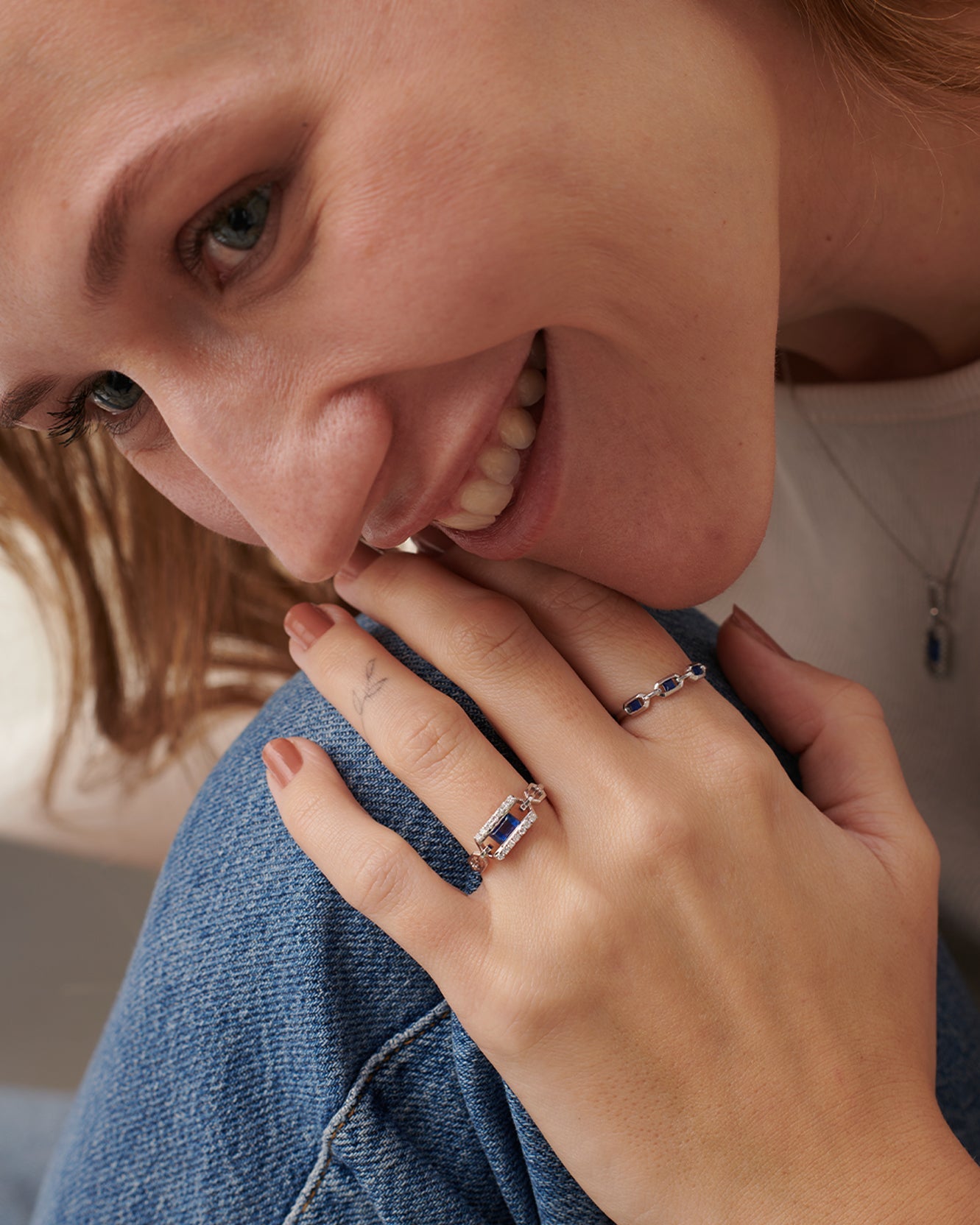 Paperclip Link Ring, 14K Solid Gold, 1/6 ct Lab Grown Diamond-4