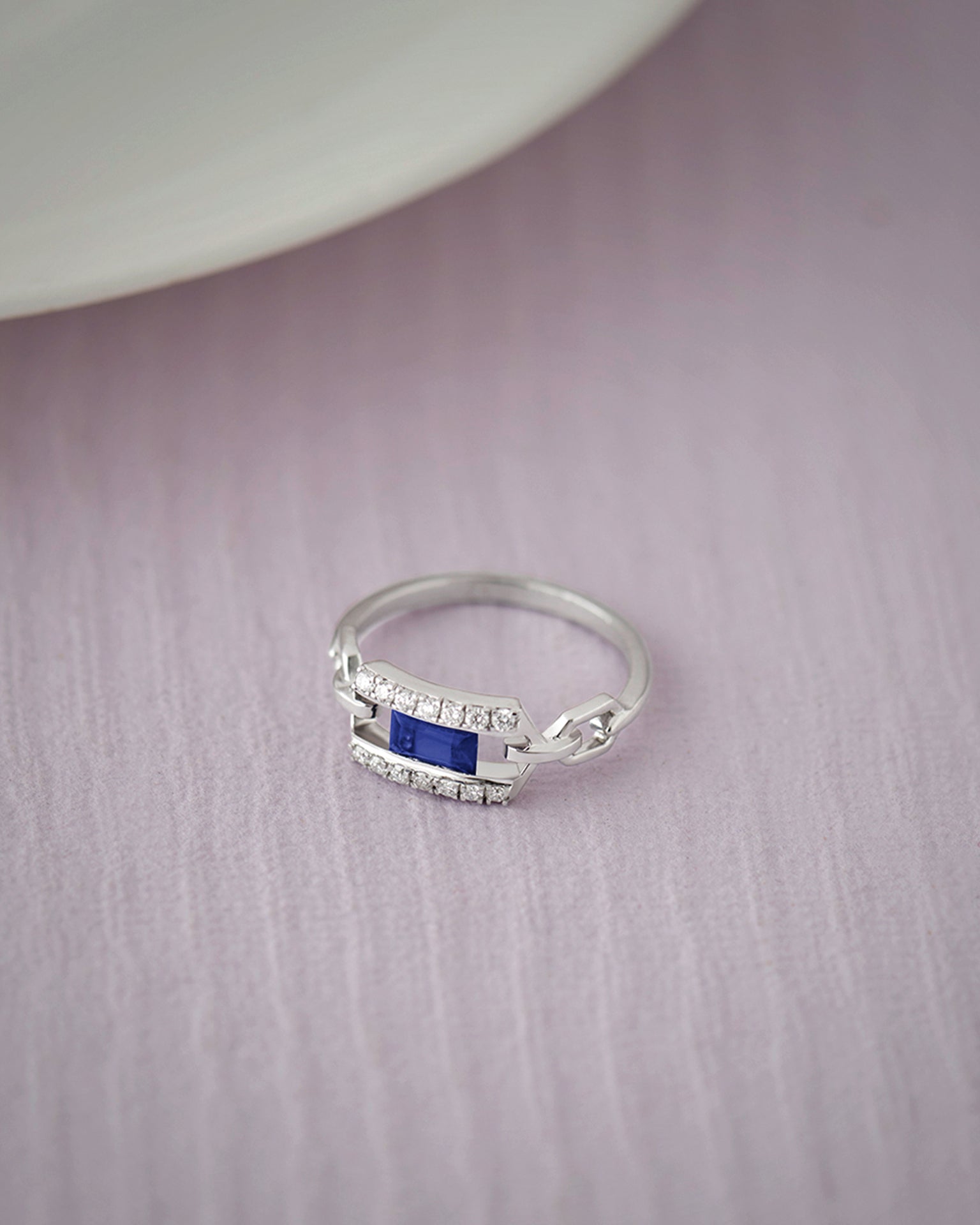 Paperclip Link Ring, 14K Solid Gold, 1/6 ct Lab Grown Diamond-6