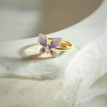 Enamel Butterfly Ring, 14K Solid Gold, 1/8 ct Lab Grown Diamond-6