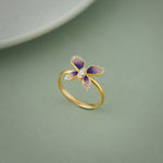 Enamel Butterfly Ring, 14K Solid Gold, 1/8 ct Lab Grown Diamond-5