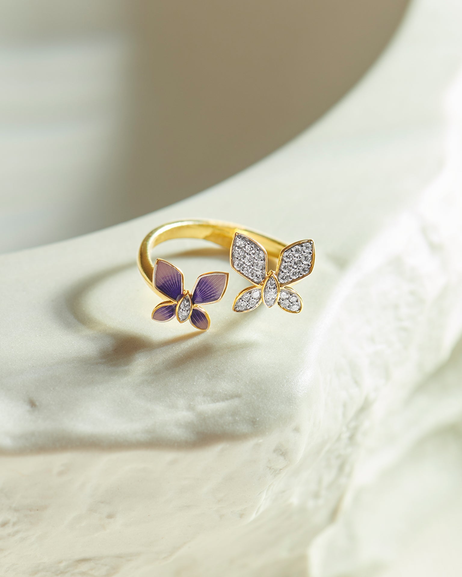 Fluttering Butterfly Ring, 14K Gold Vermeil, 1/5 ct Lab Grown Diamond-6