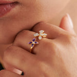 Fluttering Butterfly Ring, 14K Gold Vermeil, 1/5 ct Lab Grown Diamond-2
