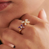 Fluttering Butterfly Ring, 14K Gold Vermeil, 1/5 ct Lab Grown Diamond-2