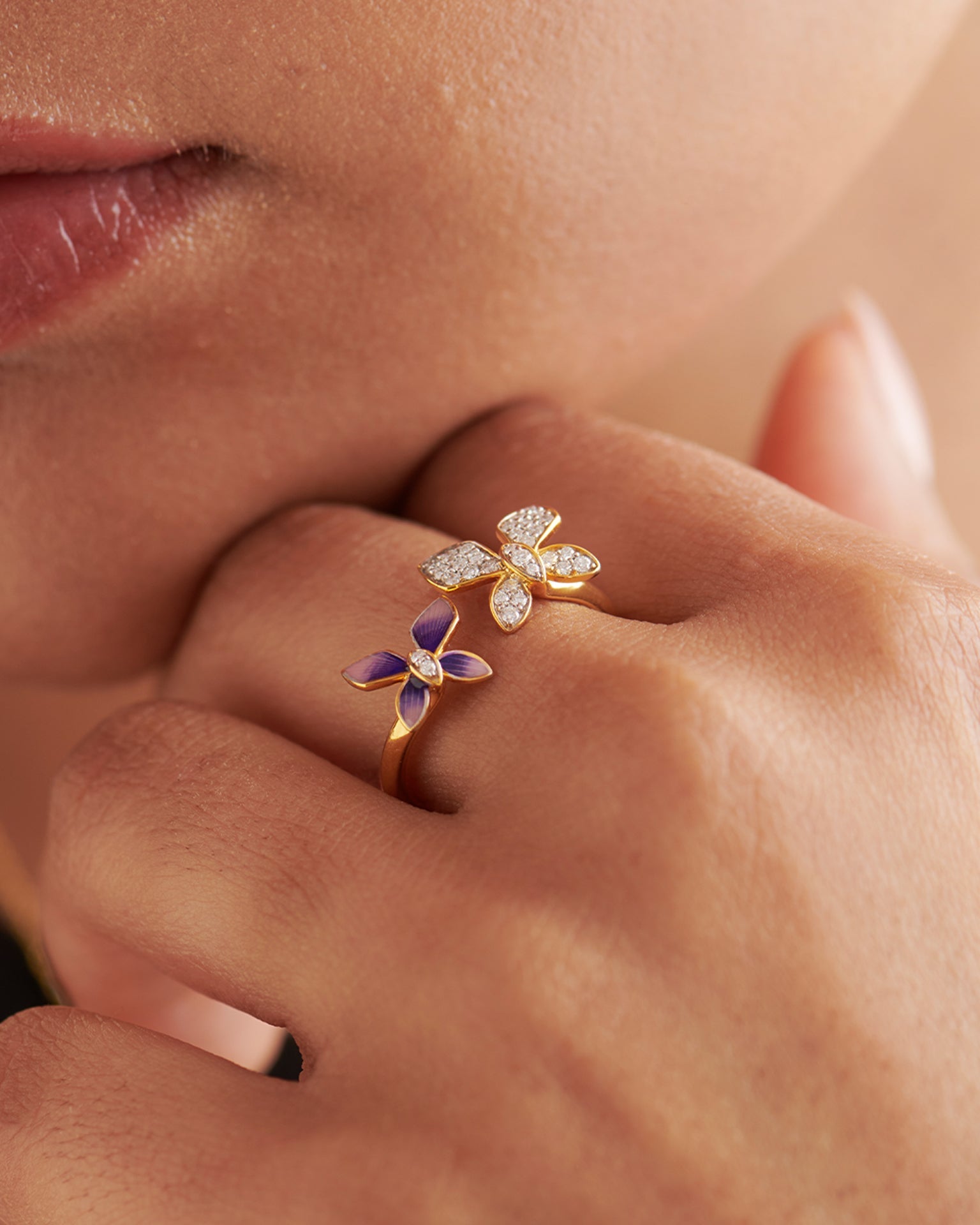 Fluttering Butterfly Ring, 14K Gold Vermeil, 1/5 ct Lab Grown Diamond-2