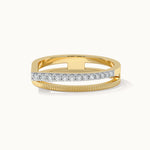 Textured Twin Band, 14K Solid Gold, 1/8 ct Lab Grown Diamond-3