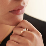 Bubbles Paperclip Open Ring, 14K Solid Gold, 1/6 ct Lab Grown Diamond-2