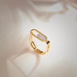 Bubbles Paperclip Open Ring, 14K Solid Gold, 1/6 ct Lab Grown Diamond-5