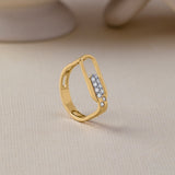 Bubbles Paperclip Open Ring, 14K Solid Gold, 1/6 ct Lab Grown Diamond-6