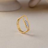 Bubbles Paperclip Open Ring, 14K Solid Gold, 1/6 ct Lab Grown Diamond-6