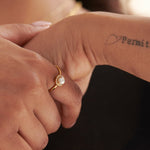 Classic Pearl Diamond Ring, 14K Gold Vermeil, 1/10 ct Lab Grown Diamond-2