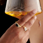 Created Black Onyx Signet Ring, 14K Solid Gold, 1/4 ct Lab Grown Diamond-4