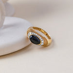 Created Black Onyx Signet Ring, 14K Gold Vermeil, 1/4 ct Lab Grown Diamond-7