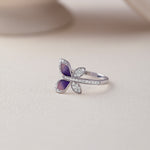 Butterfly Enamel & Diamond Ring, 14K Solid Gold, 1/4 ct Lab Grown Diamond-3