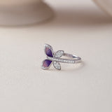 Butterfly Enamel & Diamond Ring, 14K Solid Gold, 1/4 ct Lab Grown Diamond-3