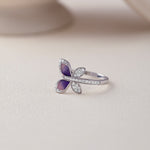 Butterfly Enamel & Diamond Ring, Sterling Silver, 1/4 ct Lab Grown Diamond-3