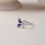 Butterfly Enamel & Diamond Ring, Sterling Silver, 1/4 ct Lab Grown Diamond-3