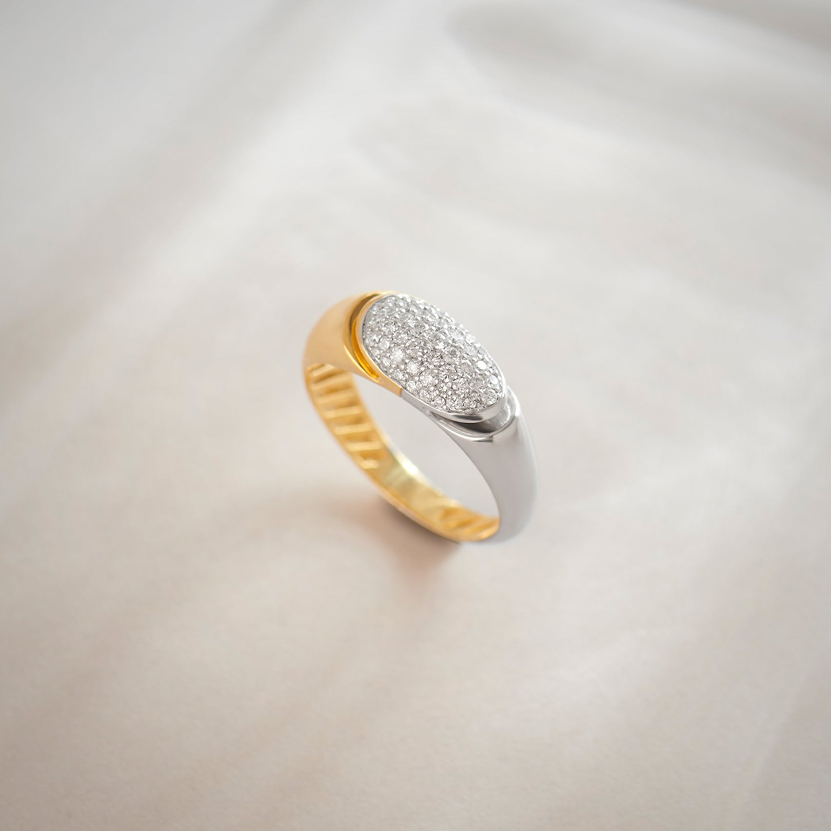 Two-Tone Dome Ring, 14K Gold Vermeil, 1/3 ct Lab Grown Diamond-1