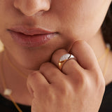 Two-Tone Dome Ring, 14K Gold Vermeil, 1/3 ct Lab Grown Diamond-2
