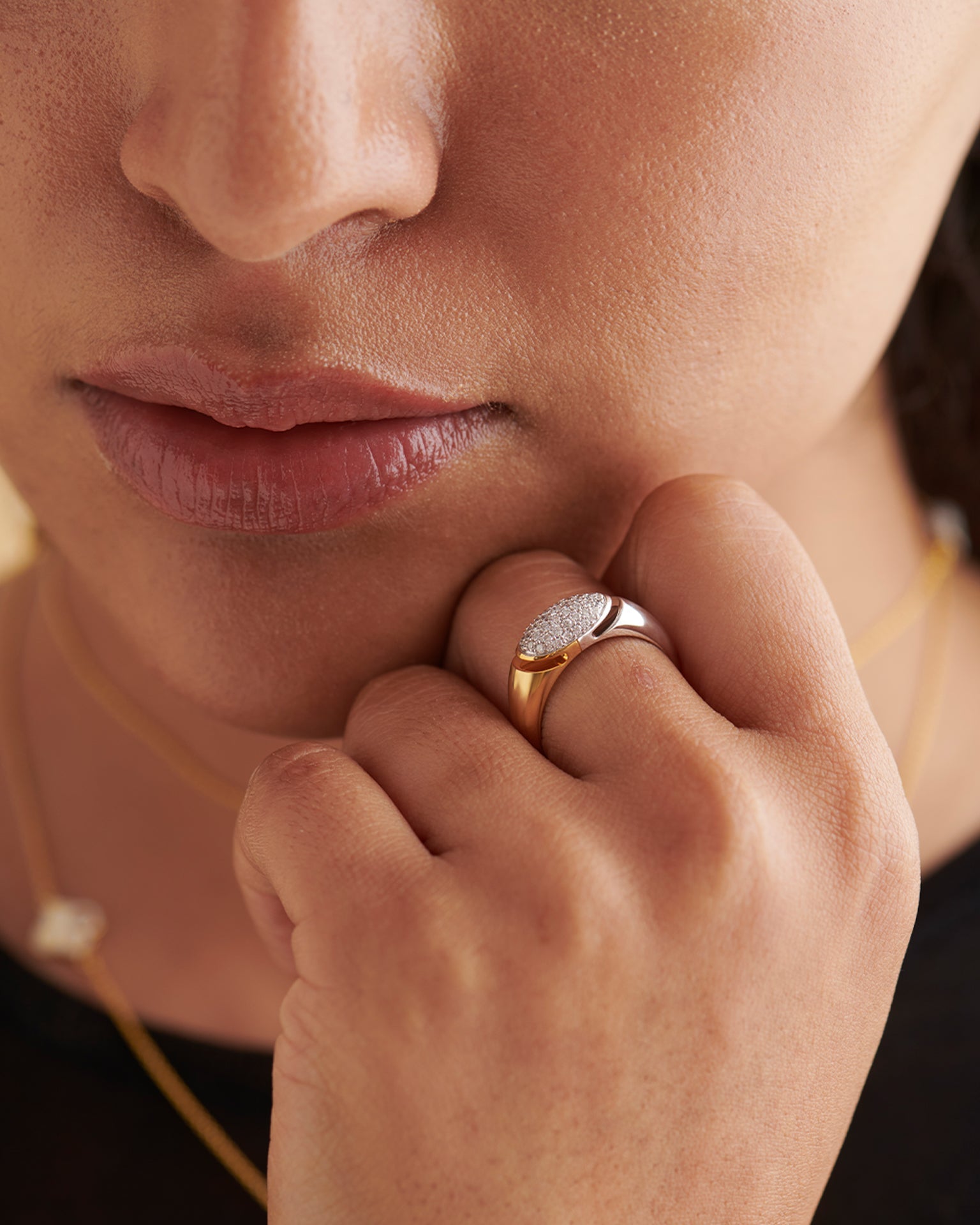 Two-Tone Dome Ring, 14K Gold Vermeil, 1/3 ct Lab Grown Diamond-2