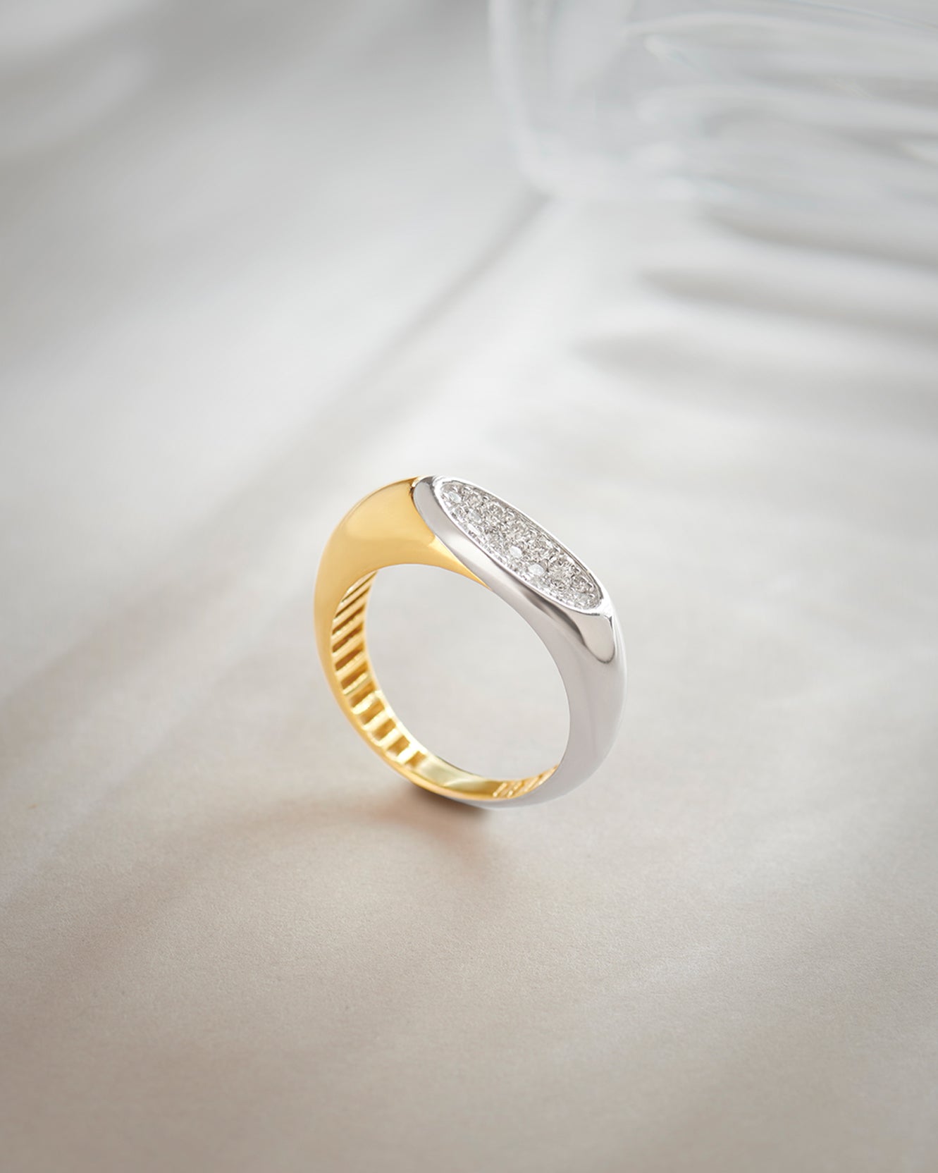 Two-Tone Sliced Ring, 14K Gold Vermeil, 1/3 ct Lab Grown Diamond-8