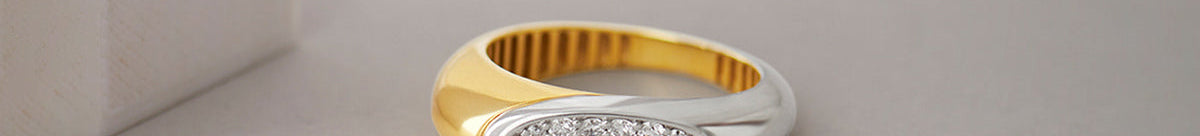 Two-Tone Sliced Ring, 14K Gold Vermeil, 1/3 ct Lab Grown Diamond-1