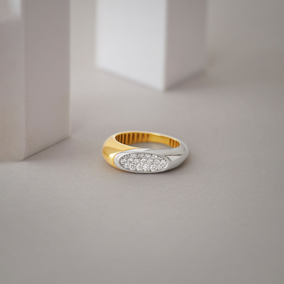 Two-Tone Sliced Ring, 14K Gold Vermeil, 1/3 ct Lab Grown Diamond-1
