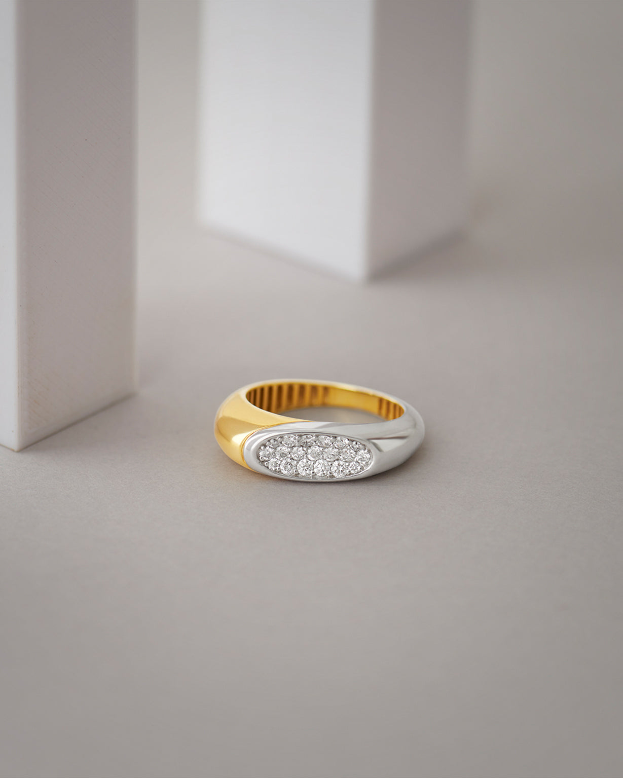 Two-Tone Sliced Ring, 14K Gold Vermeil, 1/3 ct Lab Grown Diamond-7
