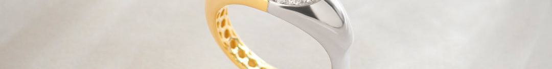 Two-Tone Bold Ring, 14K Gold Vermeil, 3/8 ct Lab Grown Diamond-1
