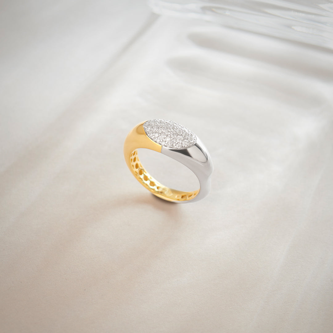 Two-Tone Bold Ring, 14K Solid Gold, 3/8 ct Lab Grown Diamond-1