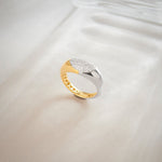 Two-Tone Bold Ring, 14K Solid Gold, 3/8 ct Lab Grown Diamond-1