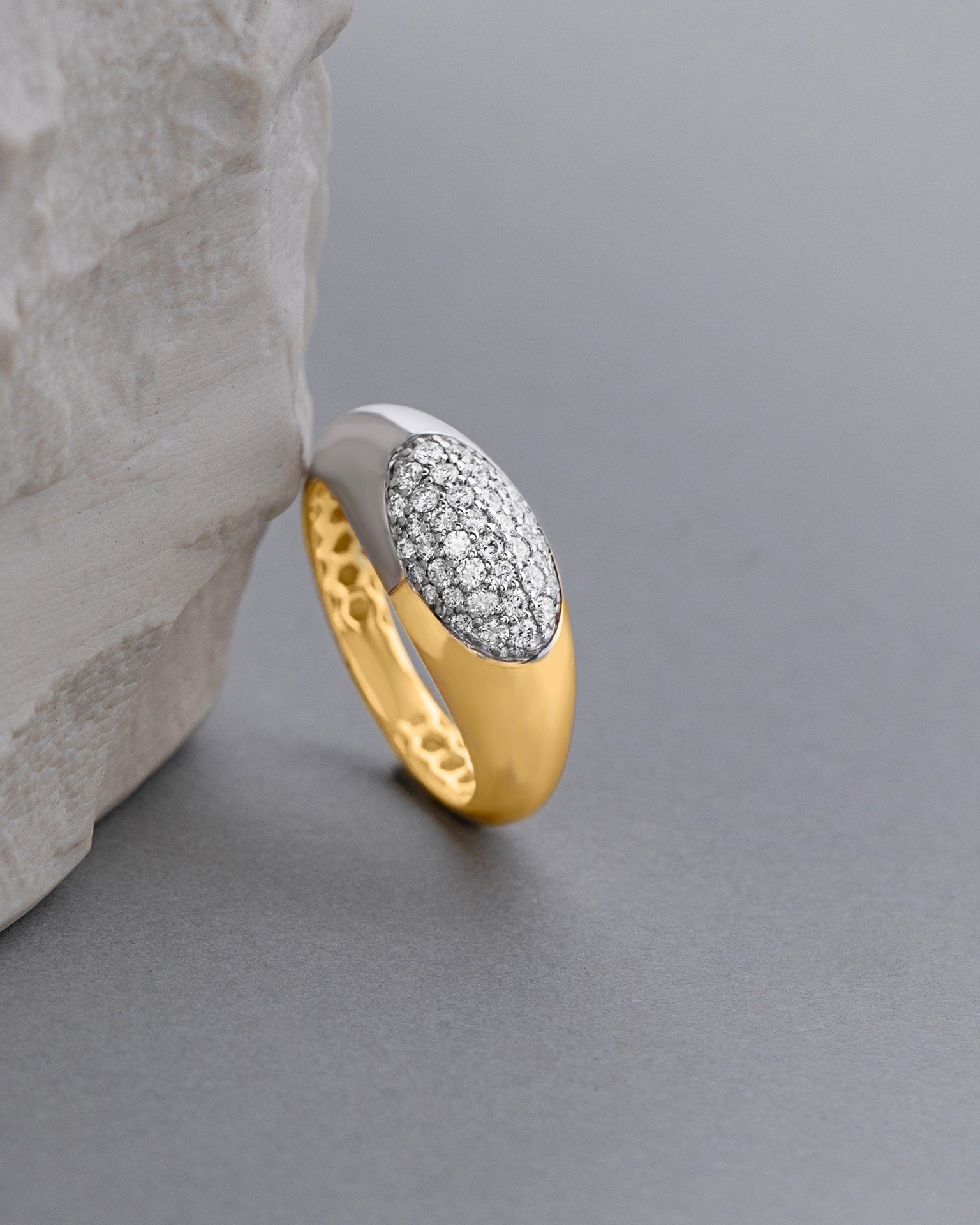 Two-Tone Bold Ring, 14K Solid Gold, 3/8 ct Lab Grown Diamond-4