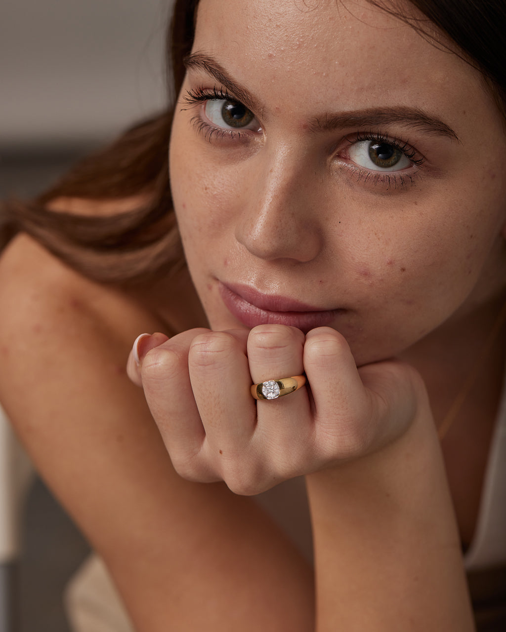 Bold Diamond Ring, 14K Gold Vermeil, 3/8 ct Lab Grown Diamond-2