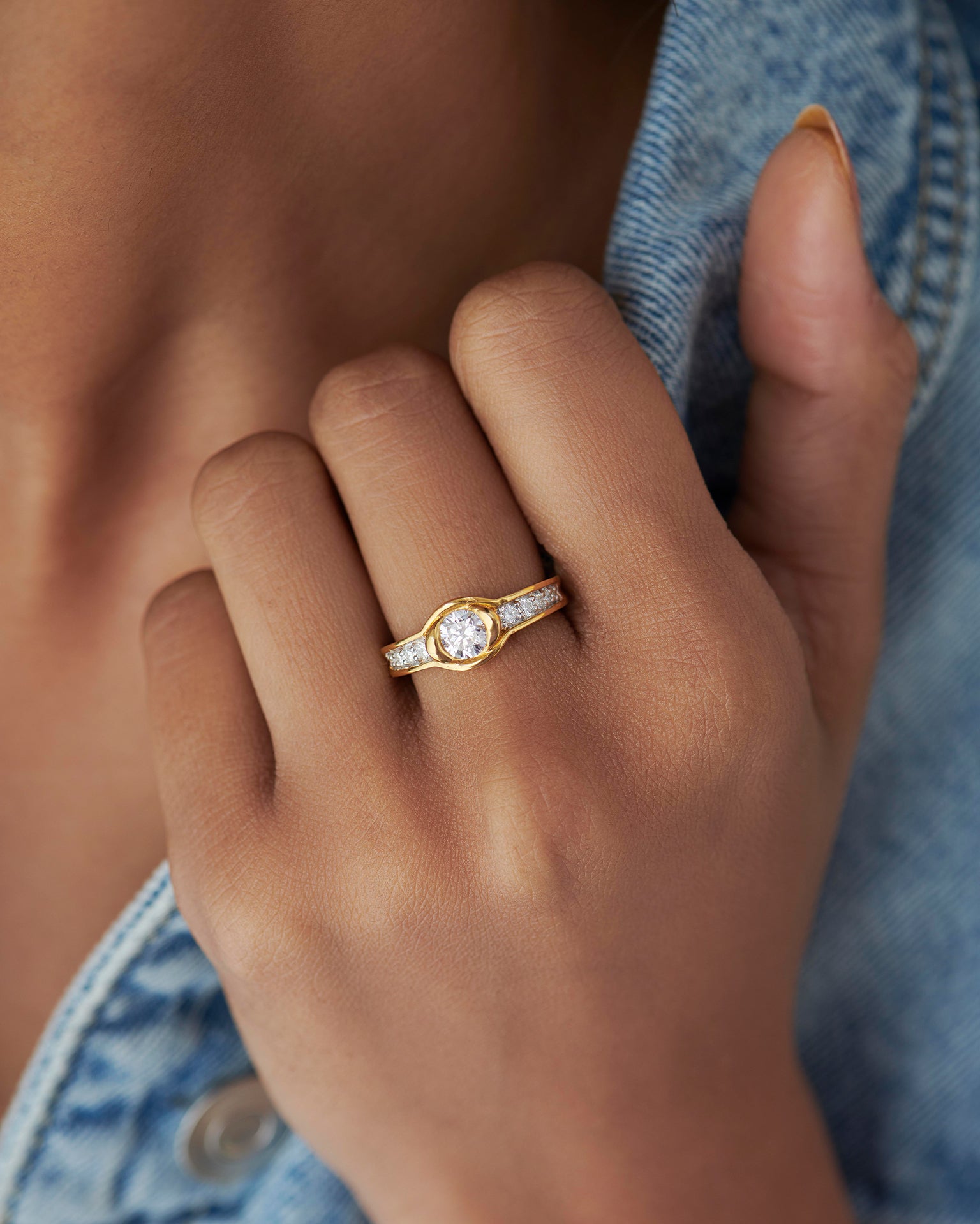 Everyday Solitaire Ring, 14K Gold Vermeil, 3/4 ct Lab Grown Diamond-4