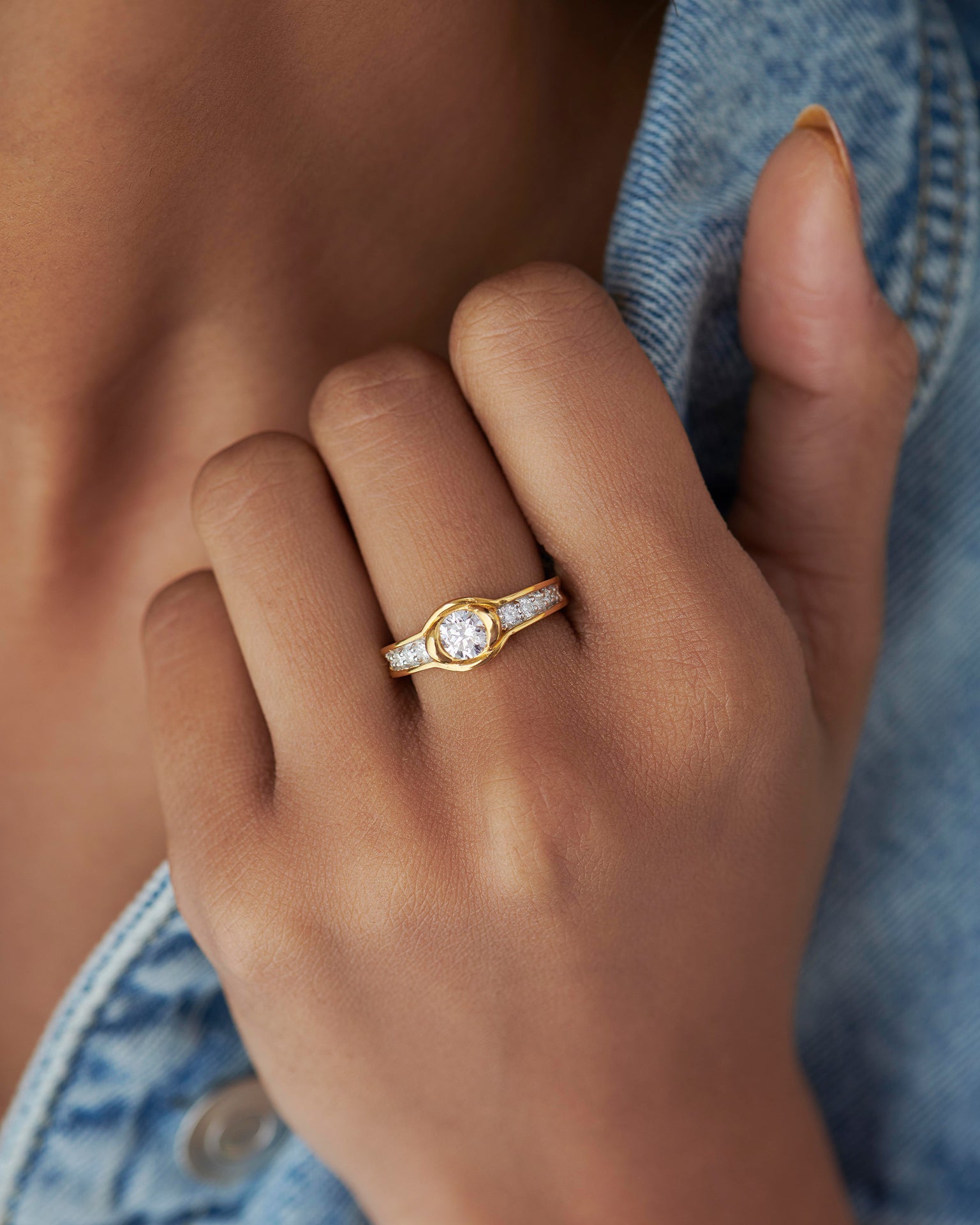 Everyday Solitaire Ring, 14K Gold Vermeil, 3/4 ct Lab Grown Diamond-4