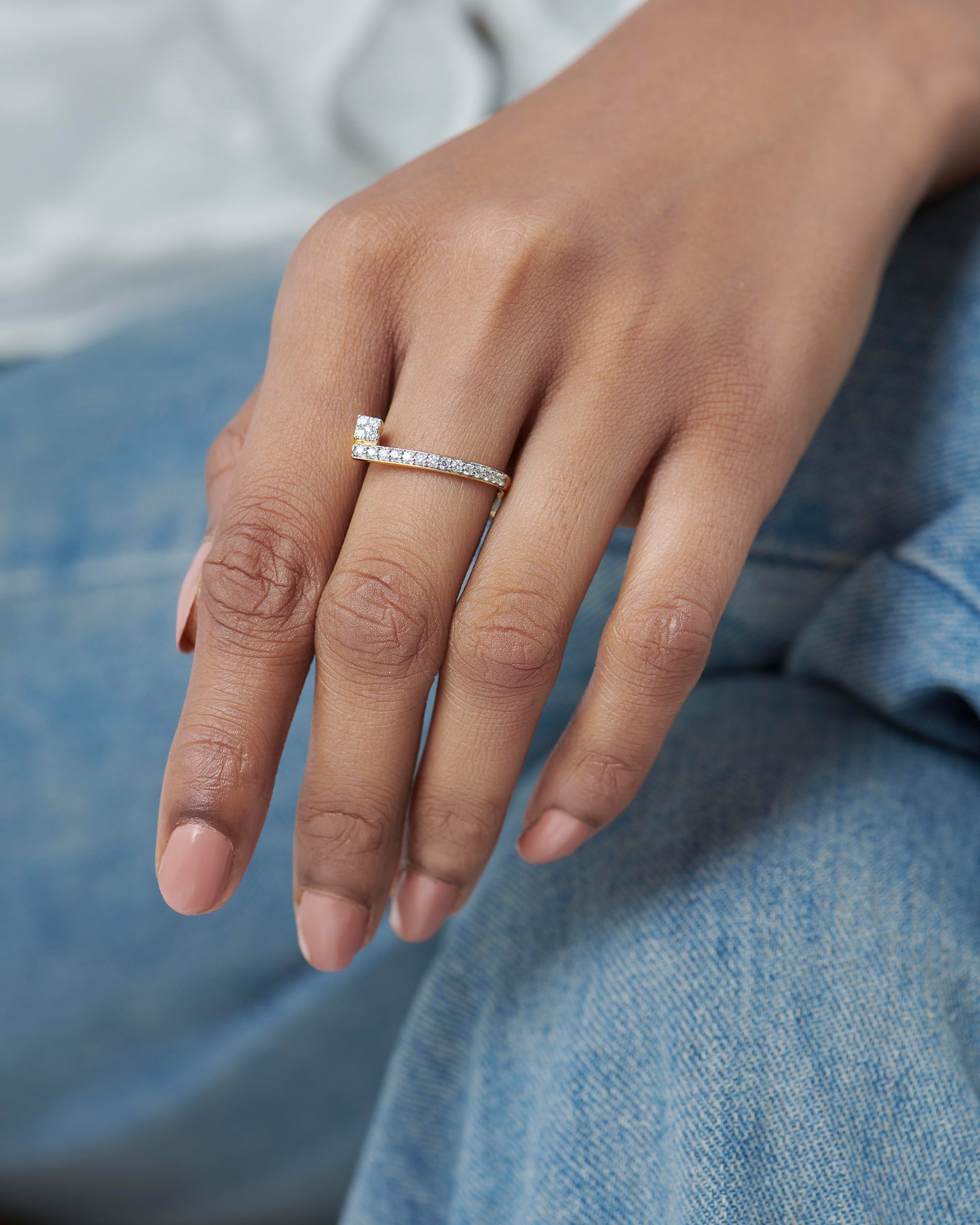 Sleek Diamond Band, 14K Solid Gold, 1/4 ct Lab Grown Diamond-5