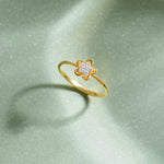 Petite Flower Ring, 14K Gold Vermeil, 1/10 ct Lab Grown Diamond-1