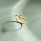 Petite Flower Ring, 14K Gold Vermeil, 1/10 ct Lab Grown Diamond-1