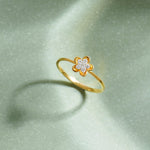 Petite Flower Ring, 14K Gold Vermeil, 1/10 ct Lab Grown Diamond-6